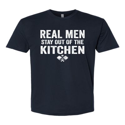 Medium Navy Blue Mens Real Men Stay Out of The Kitchen Pickleball Funny Deluxe Soft T-Shirt