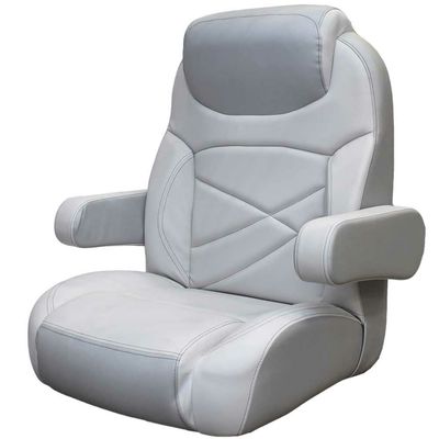 Boat Wide Reclining Helm Seat | Gray Vinyl 30 3/8 x 25 3/4 x 33 Inch
