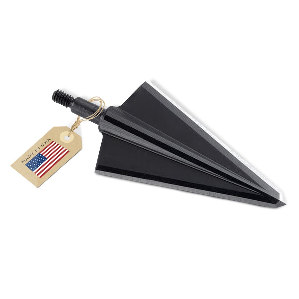 Vantage Point Archery VPA 1 1/4" 2 Blade 300 Grain Double Bevel Broadhead, Screw-in, 1045 Carbon Tool Steel 50-52 Rockwell, 3 Pack, Made in The USA