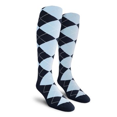 Golf Knickers Colorful Knee High Argyle Cotton Socks For Men Women and Youth - Navy/Light Blue - Youth