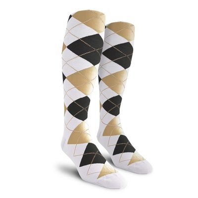 Golf Knickers Colorful Knee High Argyle Cotton Socks For Men Women and Youth - YYY: White/Black/Khaki - Mens