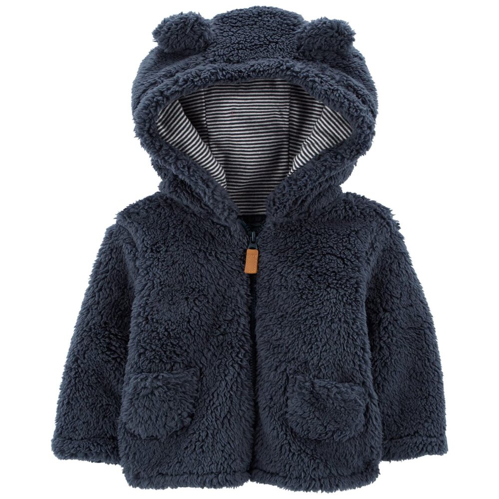 Carter's Zip-Up Sherpa Cardigan Jacket, Navy Sherpa, Newborn