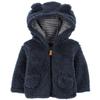 Carter's Zip-Up Sherpa Cardigan Jacket, Navy Sherpa, Newborn view 1