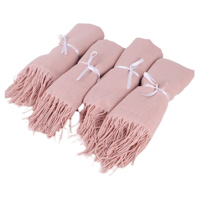 HTF Wedding Gifts Pashmina Shawls and Wraps for Evening Dresses, Wedding Favors, Bridal Shower, Gifts for Women, Bridesmaid (4, Pink)