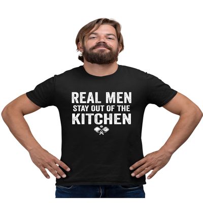 5X-Large Black Mens Real Men Stay Out of The Kitchen Pickleball Funny T-Shirt