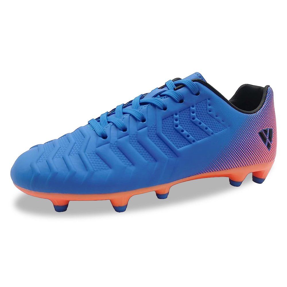 Vizari Youth Soccer Cleats for Boys Girls | Firm Ground Athletic Outdoor Football Shoes for Toddlers, Little/Big Kid Royal Blue/Orange