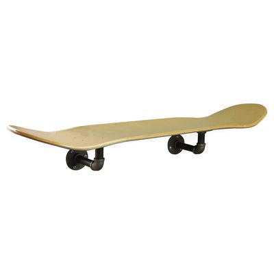 Floating Industrial Style Skateboard Deck Shelf with Pipe Mounting System  Custom Made Indoor Skate Shelving - Maple Wall Mount - 7.75" Stained Blue Bottom