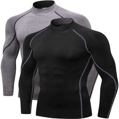 2/3 Pack Men's Compression Shirts Long Sleeve Workout Shirts Mock Turtleneck Athletic Base Layer Active Undershirts Tops