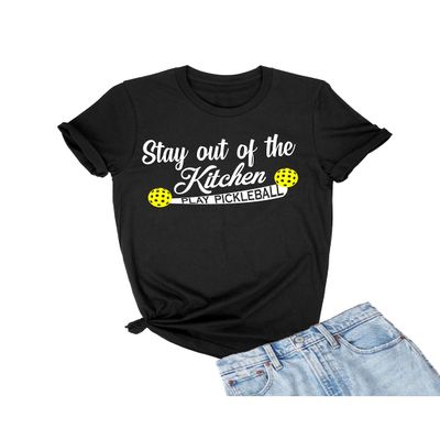 5X-Large Black Mens Stay Out of The Kitchen Play Pickleball Funny Gift T-Shirt