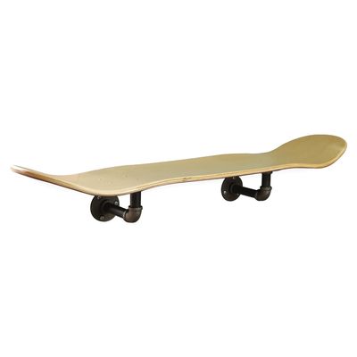 Floating Industrial Style Skateboard Deck Shelf with Pipe Mounting System  Custom Made Indoor Skate Shelving - Maple Wall Mount - 7.75" Stained Purple Bottom