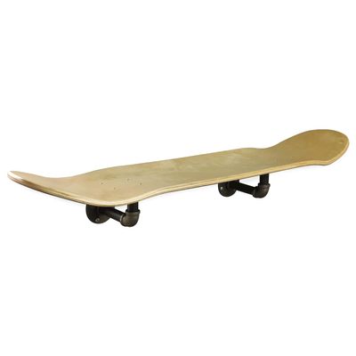 Floating Industrial Style Skateboard Deck Shelf with Pipe Mounting System  Custom Made Indoor Skate Shelving - Maple Wall Mount - 7.75" Stained Black Bottom