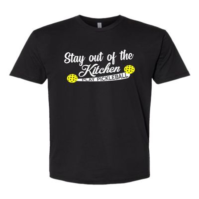 3X-Large Black Mens Stay Out of The Kitchen Play Pickleball Funny Gift Deluxe Soft T-Shirt