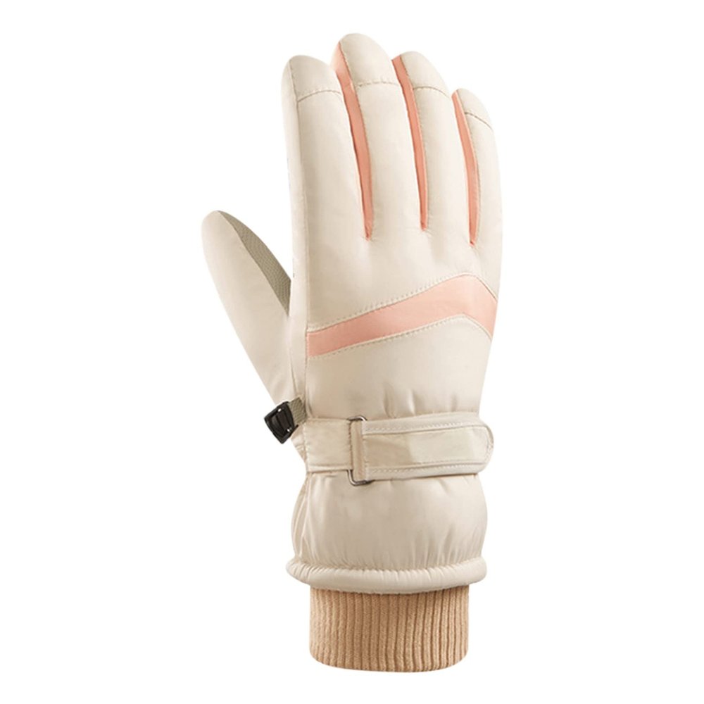 Snow Gloves for Men Winter Premium Leather Work and Downhill Ski Gloves Leather Mitten Waterproof Men Women Motorcycle (Beige, A)