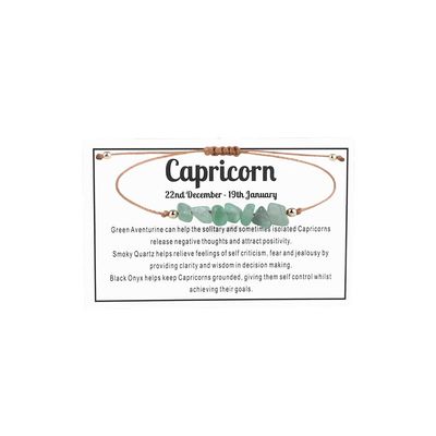 12 Constellation Zodiac Crystal Natural Stone Horoscope Stretch Bracelets Healing Gemstone Adjustable Braid Cord String Rope for Couples Friendship Reiki Yoga Meditation Jewelry-Capricorn B