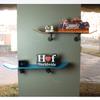 Floating Industrial Style Skateboard Deck Shelf with Pipe Mounting System  Custom Made Indoor Skate Shelving - Bamboo/Maple Wall Mount - 7.75" Bamboo Bottom view 2
