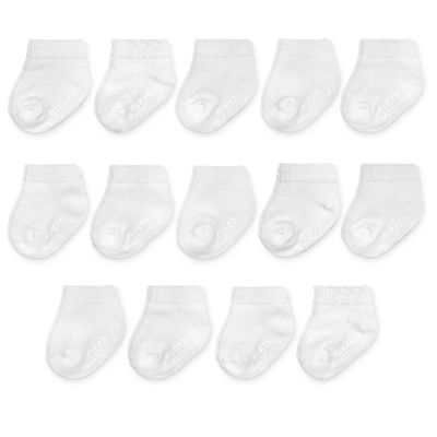 Fruit of the Loom Baby 14-Pack Grow & Fit Flex Zones Cotton Stretch Low Cut Socks - Unisex, Girls, Boys (0-6 Months, White)