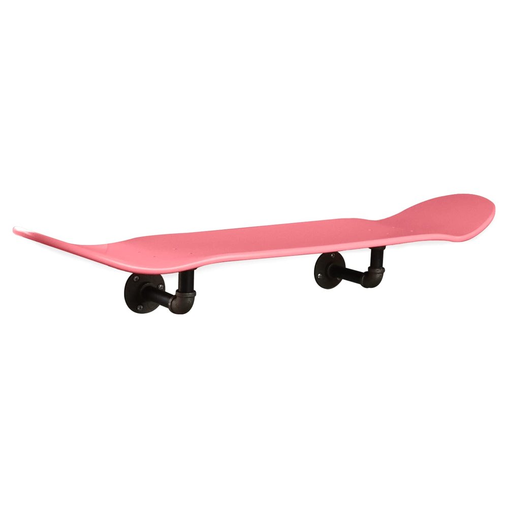 Floating Industrial Style Skateboard Deck Shelf with Pipe Mounting System  Custom Made Indoor Skate Shelving - Maple Wall Mount - 7.75" Neon Pink