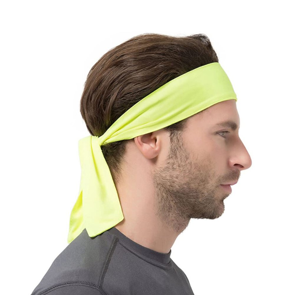 LALAFINA 3pcs Fluorescent Yellow Tie Breathable Sports Headband for Running Tennis Yoga Basketball Stretchy Moisture-Wicking Athletic Headband for Active Workouts and Outdoor Activities