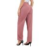ANGGREK Womens Casual High Waisted Corduroy Straight Leg Pants Loose Comfy Trousers with Pockets(Pink,Medium), 2-pink view 4