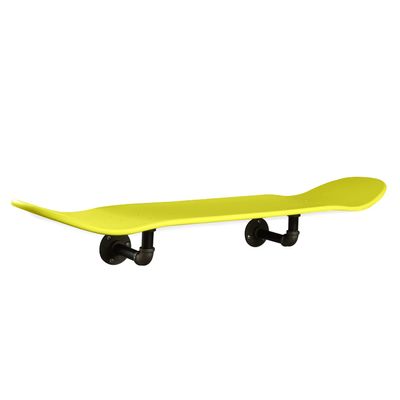Floating Industrial Style Skateboard Deck Shelf with Pipe Mounting System  Custom Made Indoor Skate Shelving - Maple Wall Mount - 7.75" Neon Yellow
