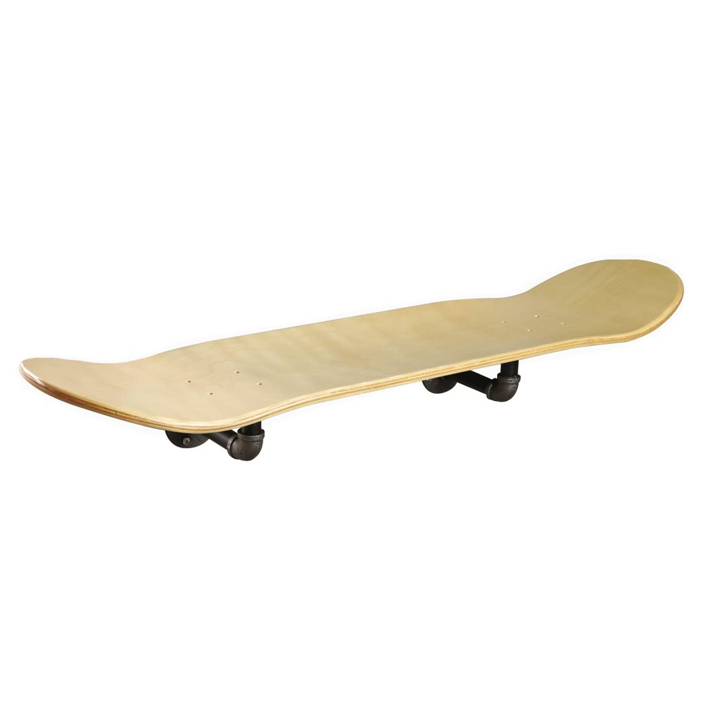 Floating Industrial Style Skateboard Deck Shelf with Pipe Mounting System Custom Made Indoor Skate Shelving - Maple Wall Mount - 7.75" Natural