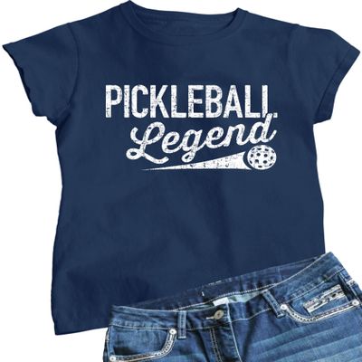 3X-Large Navy Blue Women Pickleball Legend Funny Gift Idea T-Shirt