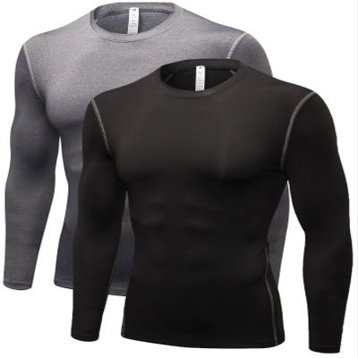 Men's Compression Long Sleeve Shirts, Cool Dry Sport Workout Underwear Shirt Athletic Baselayer Running Gym Tops 2 Pack