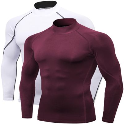 2/3 Pack Men's Compression Shirts Long Sleeve Workout Shirts Mock Turtleneck Athletic Base Layer Active Undershirts Tops