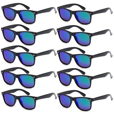 Fsmiling Black Sunglasses Bulk Adult Party Sunglasses 80s Shades Pack for Men Women UV400 Protection -10Pack