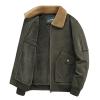 Maiyifu-GJ Men's Classic Lapel Sherpa Lined Jacket Fur Collar Full Zip Trucker Jacket Winter Warm Military Coat Outerwear (Armygreen,Large) view 1