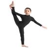 ranrann Kids Girls Full Length Gymnastic Unitard Long Sleeves Ballet Dance Jumpsuit Mock Neck Athletic Activewear Black 13-14 view 4