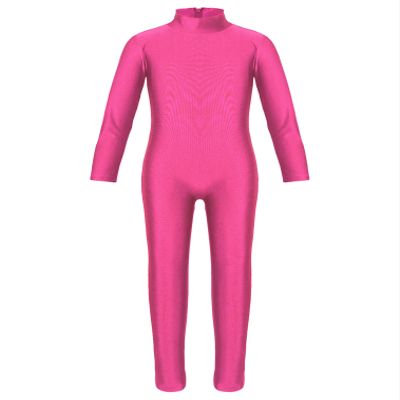ranrann Kids Girls Full Length Gymnastic Unitard Long Sleeves Ballet Dance Jumpsuit Mock Neck Athletic Activewear Rose 5-6