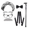 ATTBEA Old Man Costume Wig for Kids 100 Days of School Costume for Boys Old People Costume Set for Adults Men Halloween costume Grey view 1