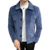 Maiyifu-GJ Men's Wool Blend Button Down Coat Single Breasted Lapel Short Pea Coat Vintage Stylish Classic Slim Fit Jacket (Blue,Large) view 1