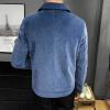 Maiyifu-GJ Men's Wool Blend Button Down Coat Single Breasted Lapel Short Pea Coat Vintage Stylish Classic Slim Fit Jacket (Blue,Large) view 3