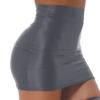 Vxuxlje Women's Oil Glossy Smooth Pencil Skirt Casual High Waist Rave Party Clubwear Miniskirt Grey X-Large view 3