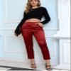 heipeiwa Women's Satin Pants Dress Casual Pleated Pull on High Waist Pants Baggy Front Tapered Trouser view 4