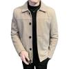 Maiyifu-GJ Men's Wool Blend Button Down Coat Single Breasted Lapel Short Pea Coat Vintage Stylish Classic Slim Fit Jacket (Light Grey,4X-Large) view 1