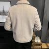 Maiyifu-GJ Men's Wool Blend Button Down Coat Single Breasted Lapel Short Pea Coat Vintage Stylish Classic Slim Fit Jacket (Light Grey,4X-Large) view 4