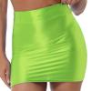 Vxuxlje Women's Oil Glossy Smooth Pencil Skirt Casual High Waist Rave Party Clubwear Miniskirt Fluorescent Green X-Large view 2