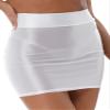 Vxuxlje Women's Oil Glossy Smooth Pencil Skirt Casual High Waist Rave Party Clubwear Miniskirt White Medium view 3