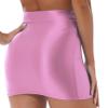 Vxuxlje Women's Oil Glossy Smooth Pencil Skirt Casual High Waist Rave Party Clubwear Miniskirt Pink Medium view 4