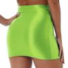 Vxuxlje Women's Oil Glossy Smooth Pencil Skirt Casual High Waist Rave Party Clubwear Miniskirt Fluorescent Green Medium view 4