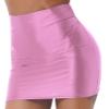 Vxuxlje Women's Oil Glossy Smooth Pencil Skirt Casual High Waist Rave Party Clubwear Miniskirt Pink Large view 2