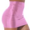 Vxuxlje Women's Oil Glossy Smooth Pencil Skirt Casual High Waist Rave Party Clubwear Miniskirt Pink Large view 3