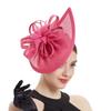 Bubbmi Sinamay Fascinator Hat with Top Flower, Women Feather Pillbox Headwear, Church Wedding Cocktail Tea Party Headpiece(C hot Pink) view 1