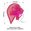Bubbmi Sinamay Fascinator Hat with Top Flower, Women Feather Pillbox Headwear, Church Wedding Cocktail Tea Party Headpiece(C hot Pink) view 4