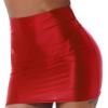 Vxuxlje Women's Oil Glossy Smooth Pencil Skirt Casual High Waist Rave Party Clubwear Miniskirt Red Medium view 2