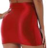 Vxuxlje Women's Oil Glossy Smooth Pencil Skirt Casual High Waist Rave Party Clubwear Miniskirt Red Medium view 4