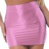 Vxuxlje Women's Oil Glossy Smooth Pencil Skirt Casual High Waist Rave Party Clubwear Miniskirt Pink X-Large view 1